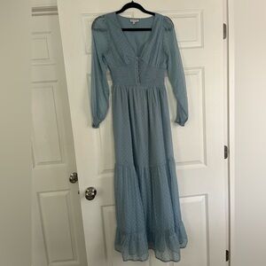 Patrons of Peace Light Blue Long Sleeve Dress